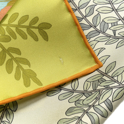 Hermes Silk Le Jardin Des Peintres Double Face Scarf 90 Vanille Vert Amande Corail 5 of 5