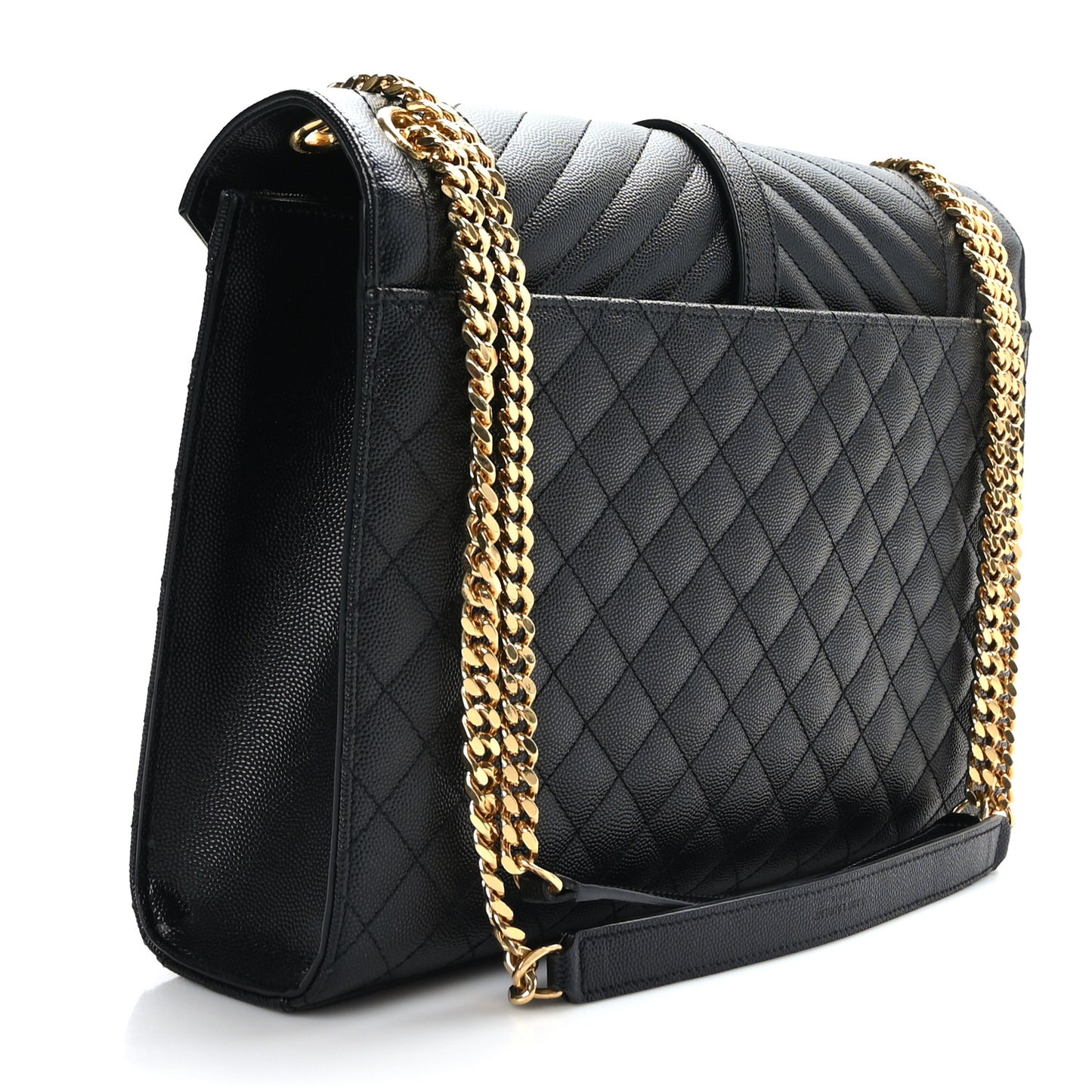Grain De Poudre Textured Mixed Matelasse Large Triquilt Monogram Satchel Black