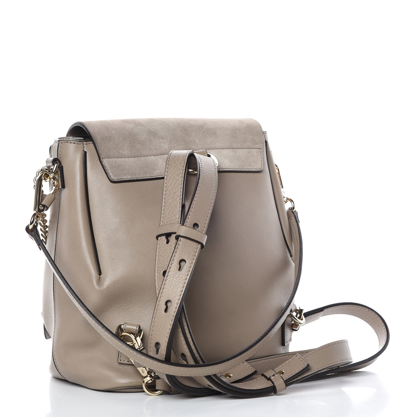 Suede Calfskin Small Faye Backpack Motty Grey