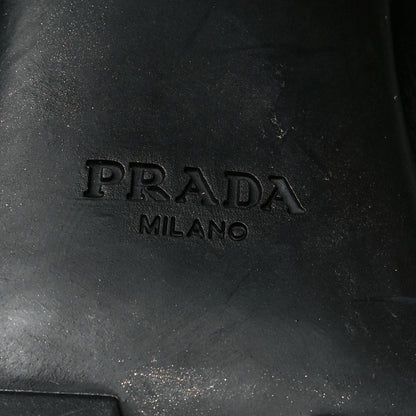 Prada Vitello Montana Neoprene Lace Up Chelsea 110mm Ankle Boots 39 Black Arancio 7 of 11