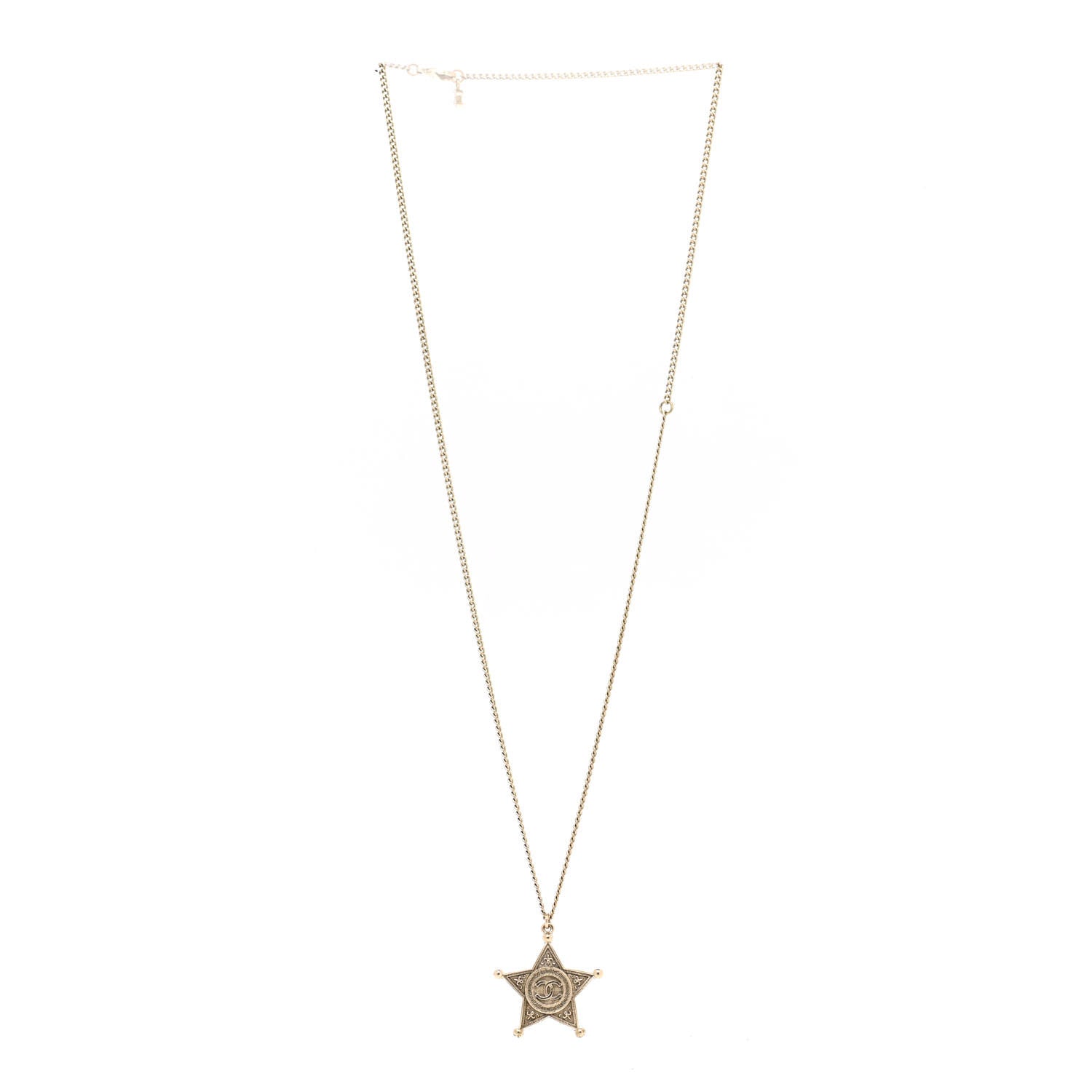 Chanel Metal Paris Dallas CC Star Pendant Necklace Gold 3 of 7