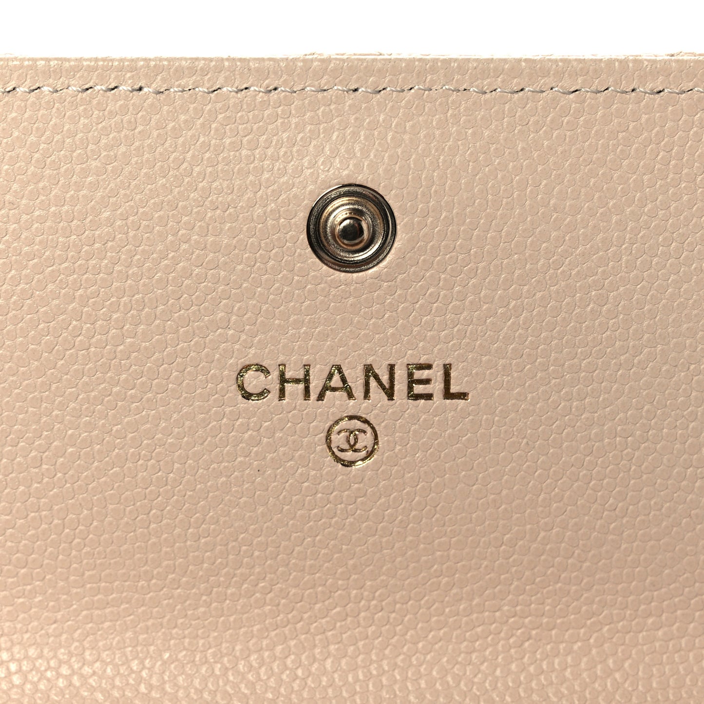Caviar Pearl Quilted Coco Candy Wallet Beige