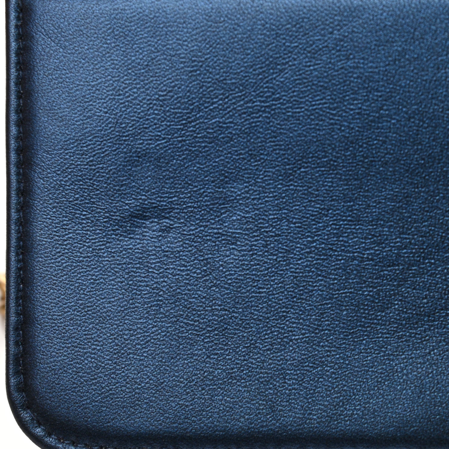 Chanel Metallic Lambskin Quilted Boy Wallet On Chain WOC Blue 15 of 15