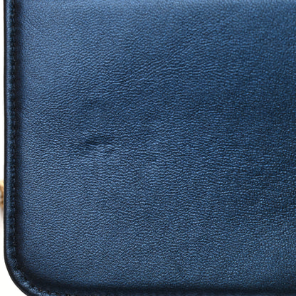 Chanel Metallic Lambskin Quilted Boy Wallet On Chain WOC Blue 15 of 15