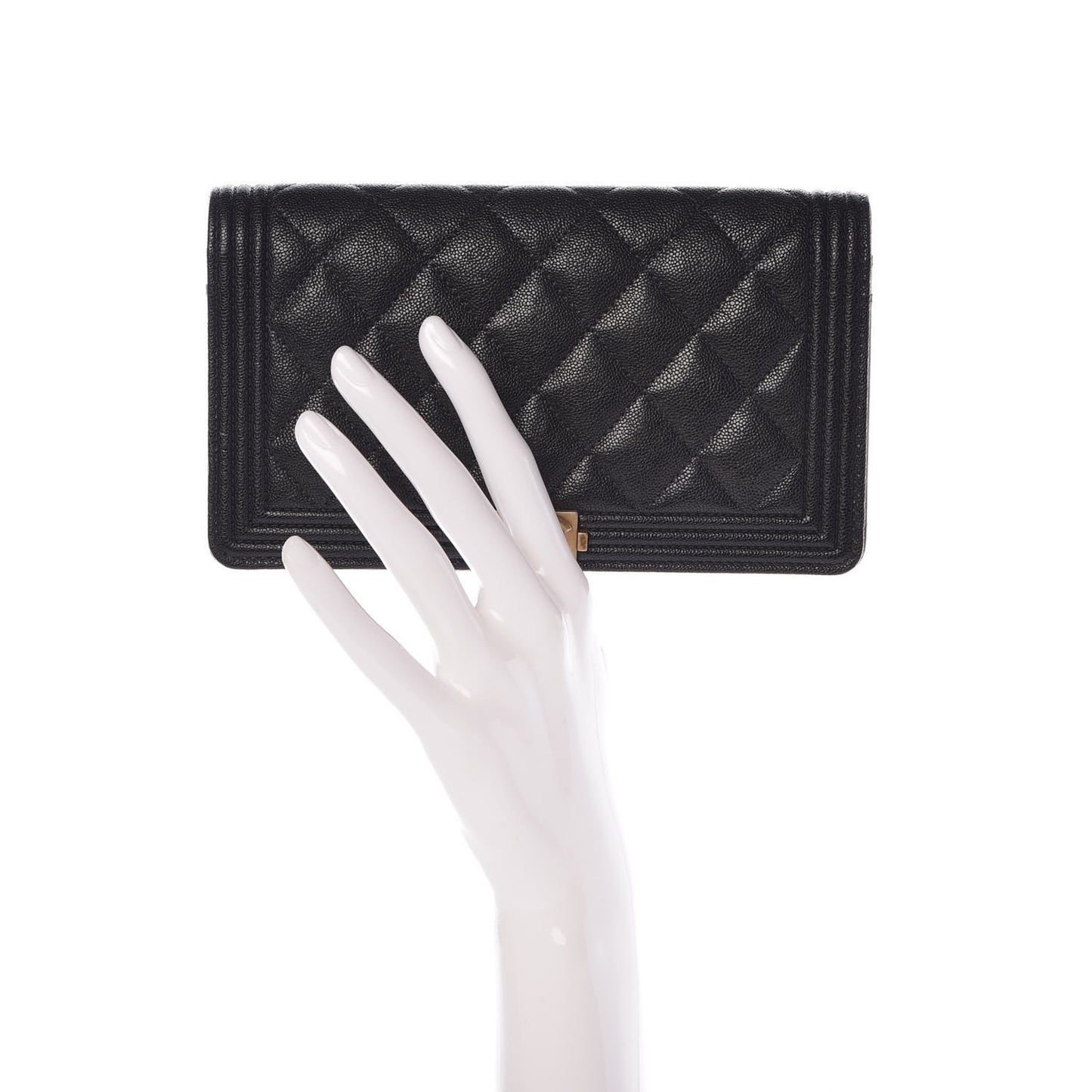 Caviar Quilted Boy Yen Wallet Black