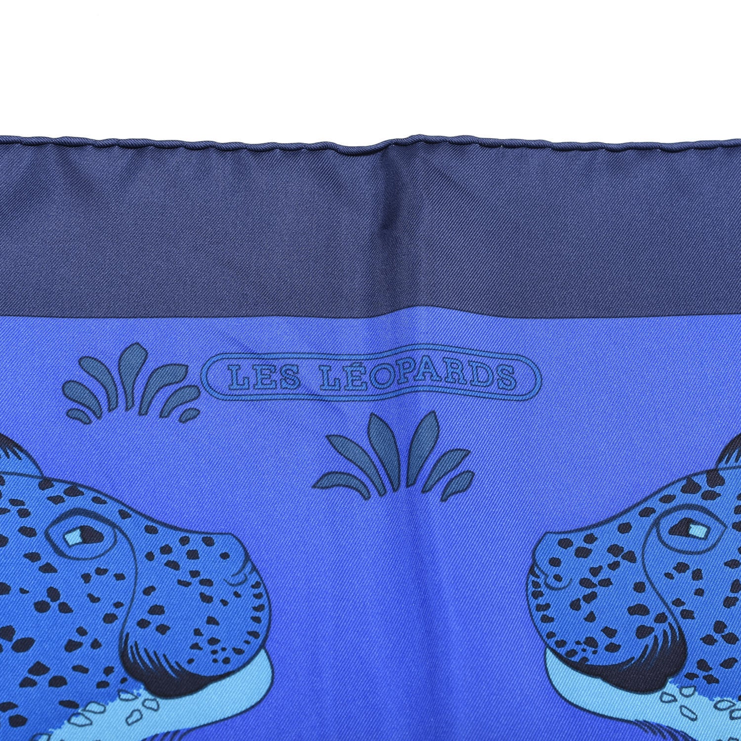 Hermes Silk Les Leopards Scarf 90 Marine Bleu Roy Turquoise 2 of 3