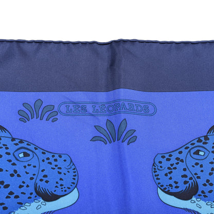 Hermes Silk Les Leopards Scarf 90 Marine Bleu Roy Turquoise 2 of 3
