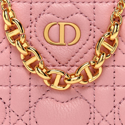 Christian Dior Calfskin Cannage Dioramour Caro Heart Pouch With Chain Old Rose 8 of 9