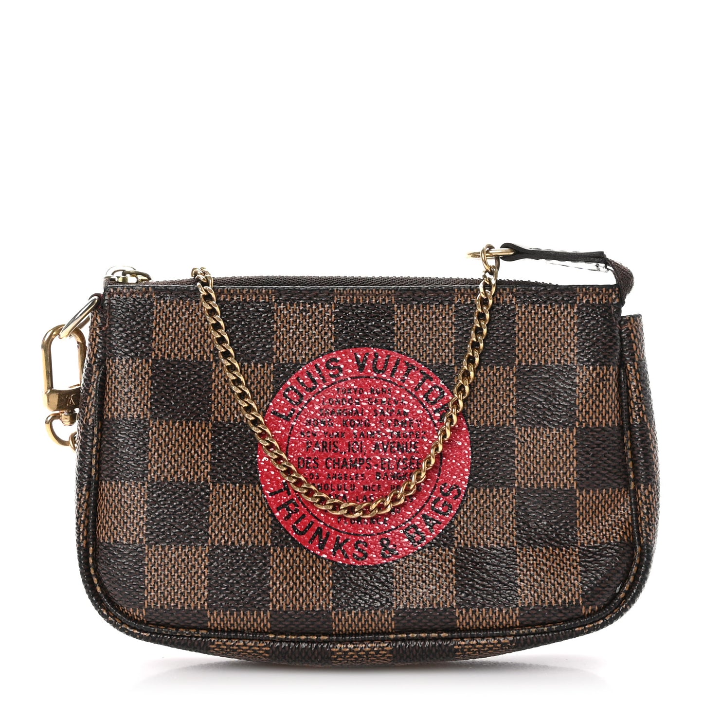Damier Ebene Complice Trunks and Bags Mini Pochette Accessories Red