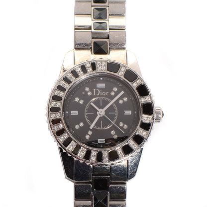 Christian Dior Stainless Steel Diamond Sapphire 29mm Christal Quartz Watch Black 1 of 6