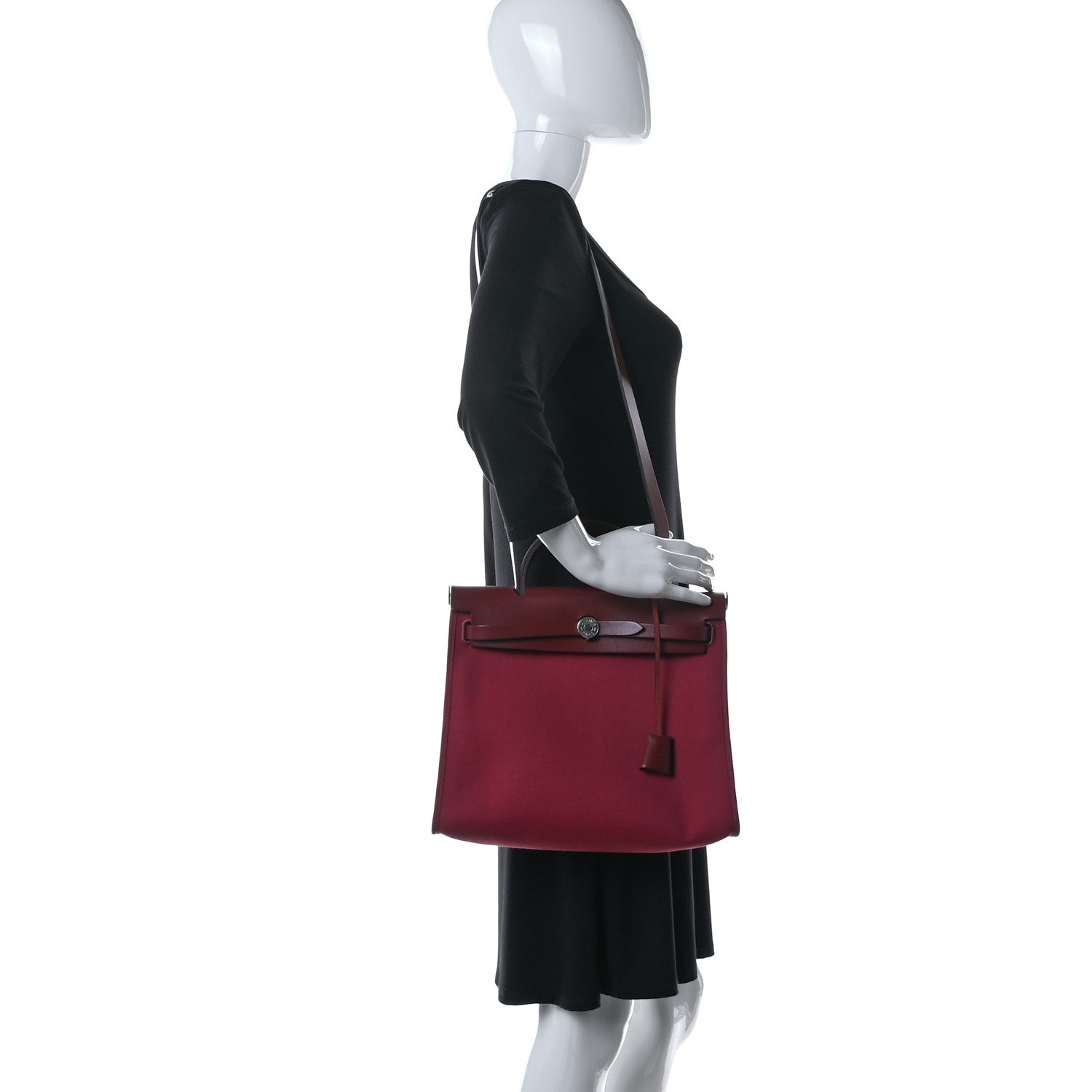 Hermes Military Toile Vache Hunter Herbag Zip 31 PM Rouge Grenat 2 of 15