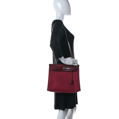 Hermes Military Toile Vache Hunter Herbag Zip 31 PM Rouge Grenat 2 of 15