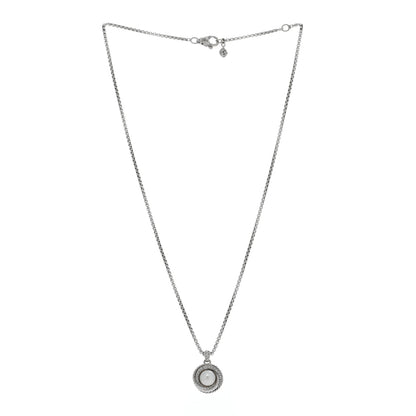 David Yurman Sterling Silver Diamond Pearl 8mm Crossover Pendant Necklace 2 of 4