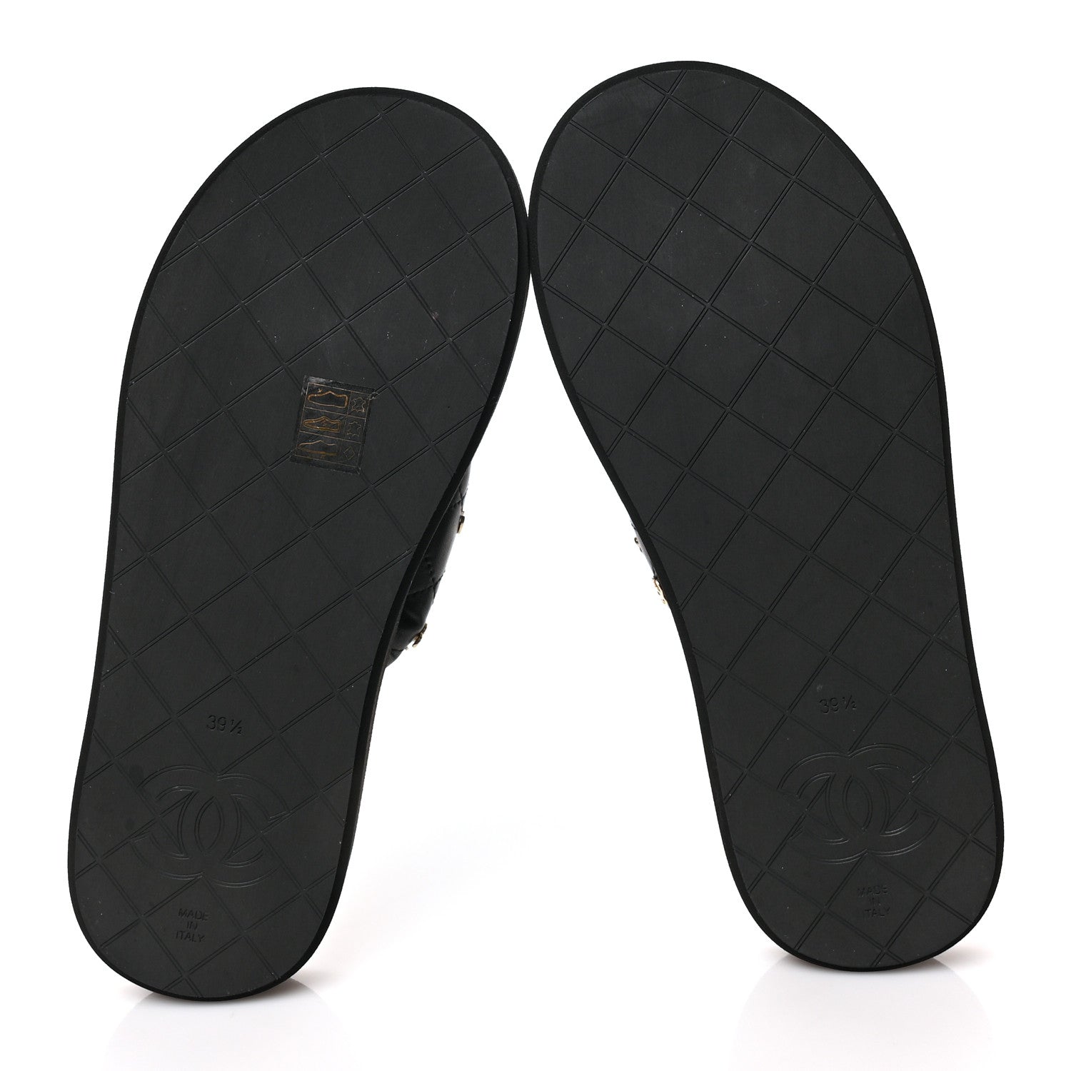 Chanel Lambskin Quilted Padded Charms Thong Sandals 39.5 Black 5 of 8