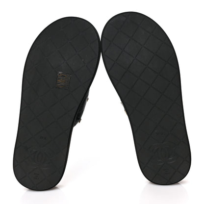 Chanel Lambskin Quilted Padded Charms Thong Sandals 39.5 Black 5 of 8