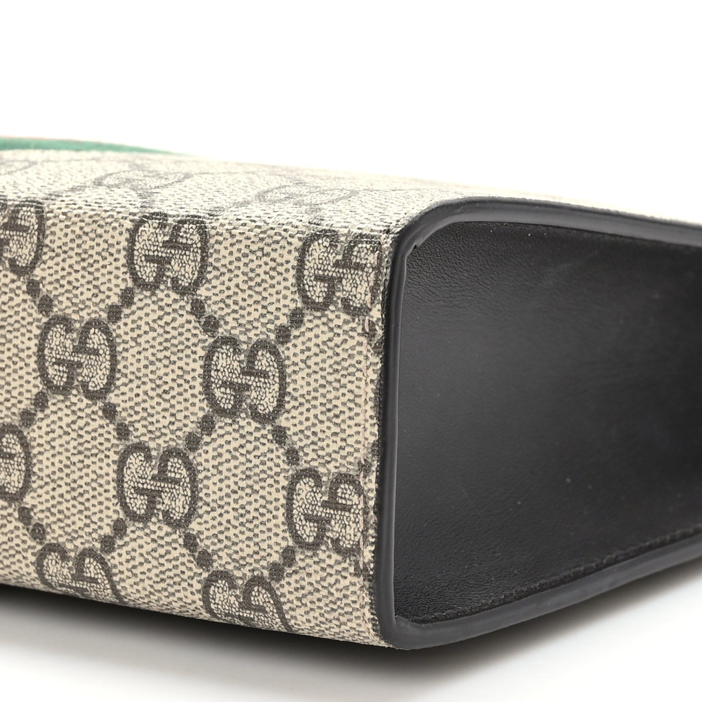 GG Supreme Monogram Selleria Calfskin Web New Web Cosmetic Case Beige Ebony Cocoa