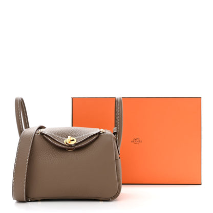 Hermes Taurillon Clemence Mini Lindy 20 Etoupe 12 of 12