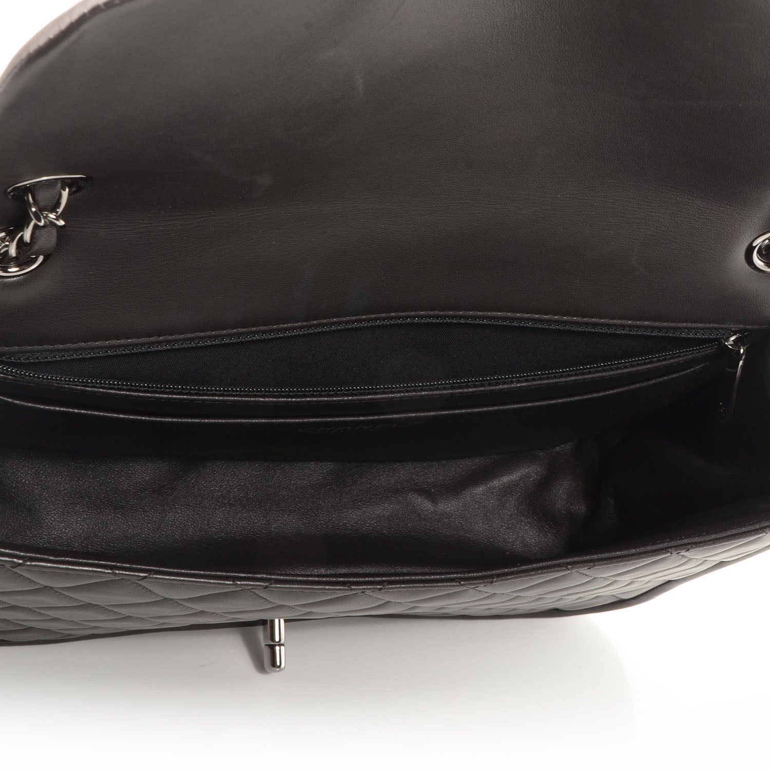 Chanel Lambskin Quilted Jumbo Classic Twist Flap Bag Black Grey 5 of 8