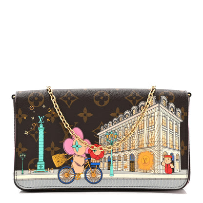 Louis Vuitton Monogram 2022 Christmas Animation Paris Pochette Felicie Chain Wallet Pink 1 of 10