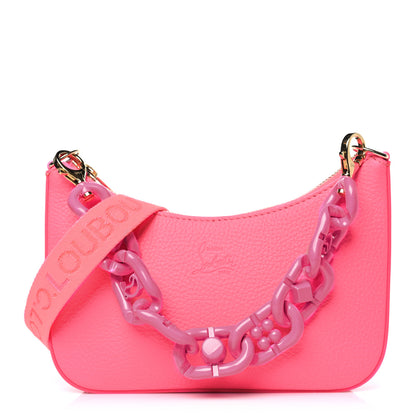Christian Louboutin CHRISTIAN LOUBOUTIN Calfskin Mini Loubila Chain Shoulder Bag Fluo Pink 1 of 9