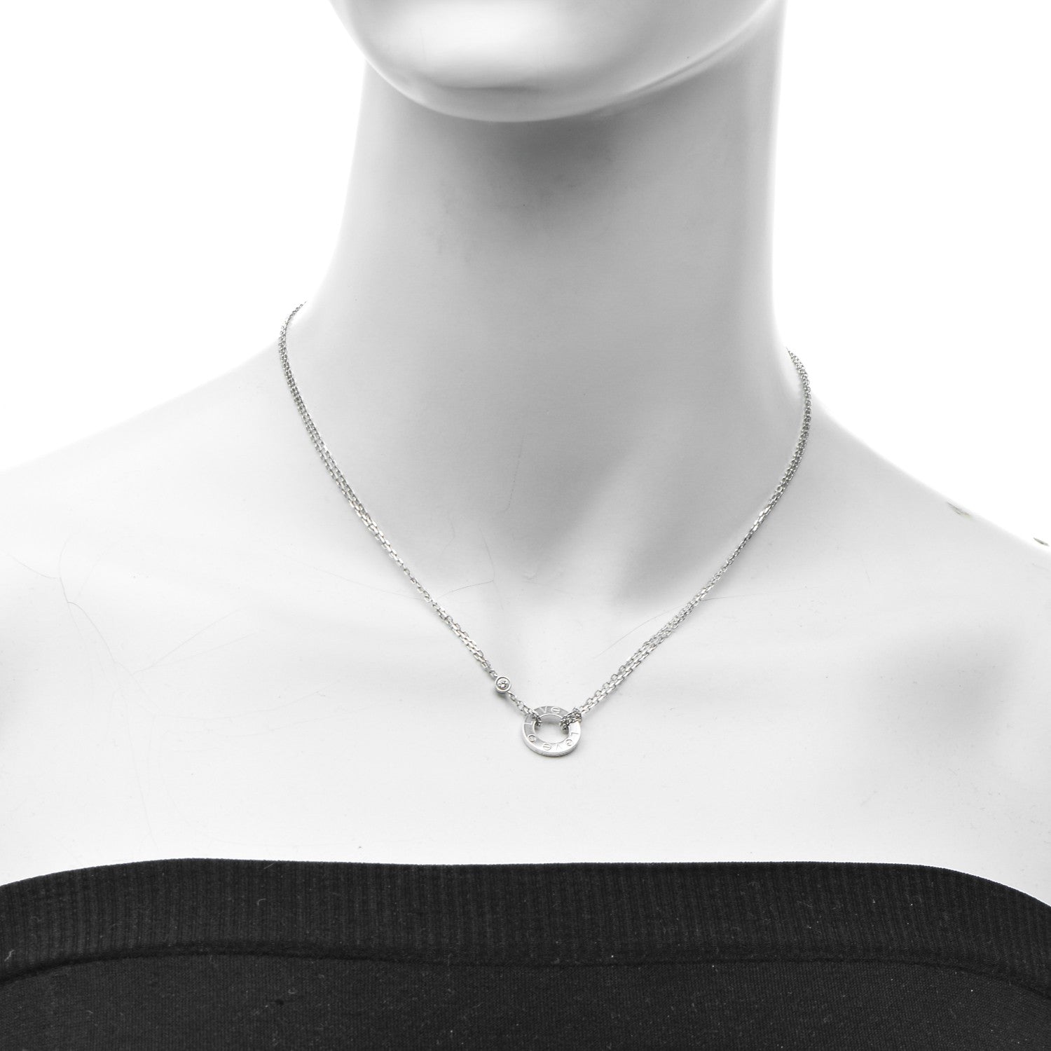 Cartier 18K White Gold 2 Diamond LOVE Necklace 2 of 7