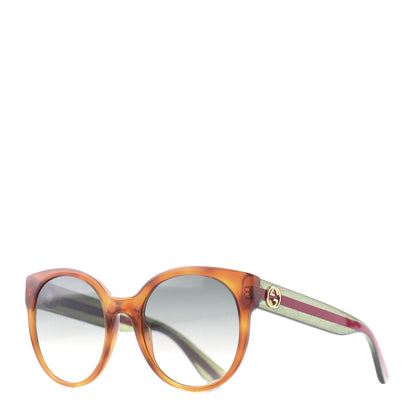Gucci Round Eye GG Web Glitter GG0035S Sunglasses Tortoise 1 of 9