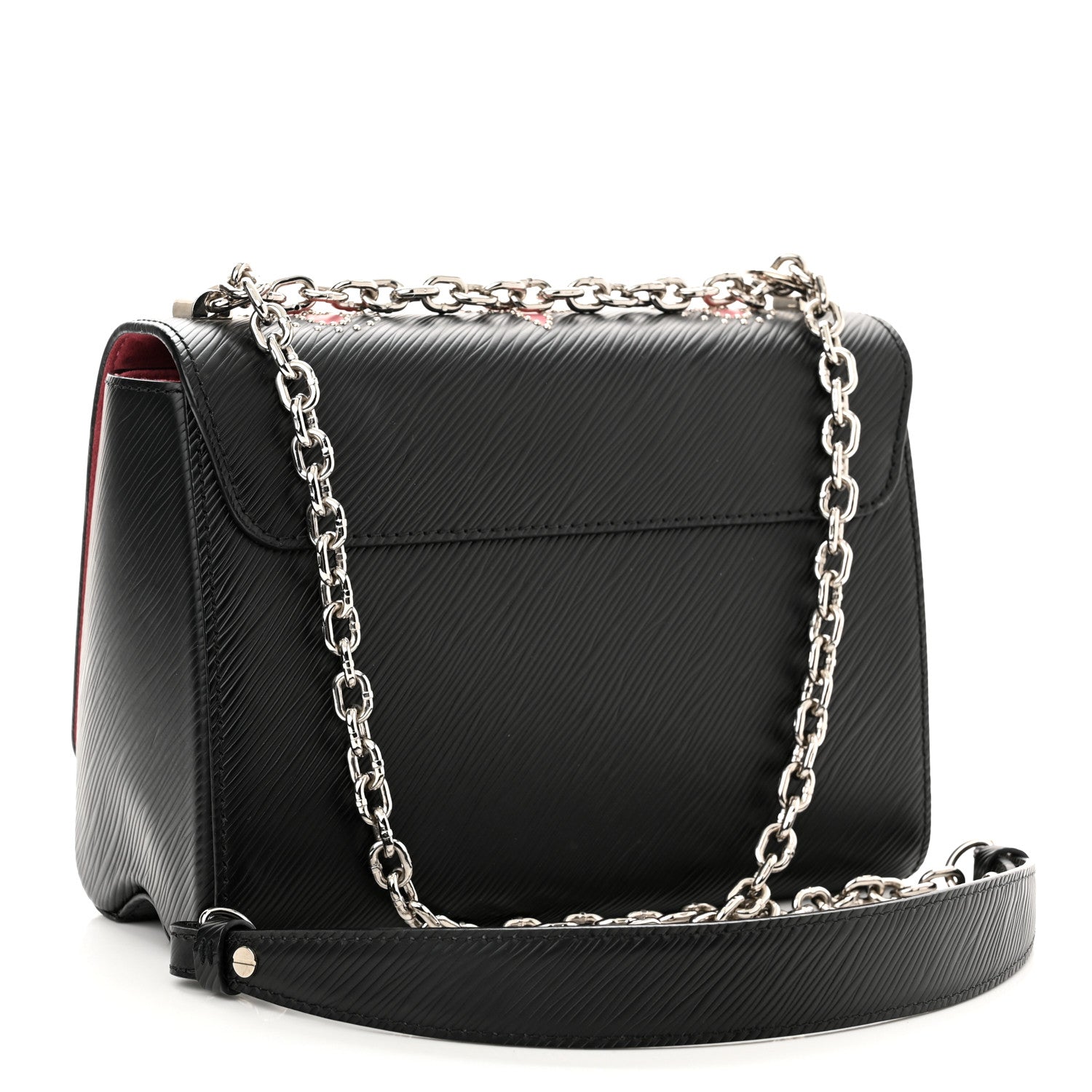 Louis Vuitton Epi Flowers Twist Shoulder Bag MM Black Bois De Rose 4 of 11