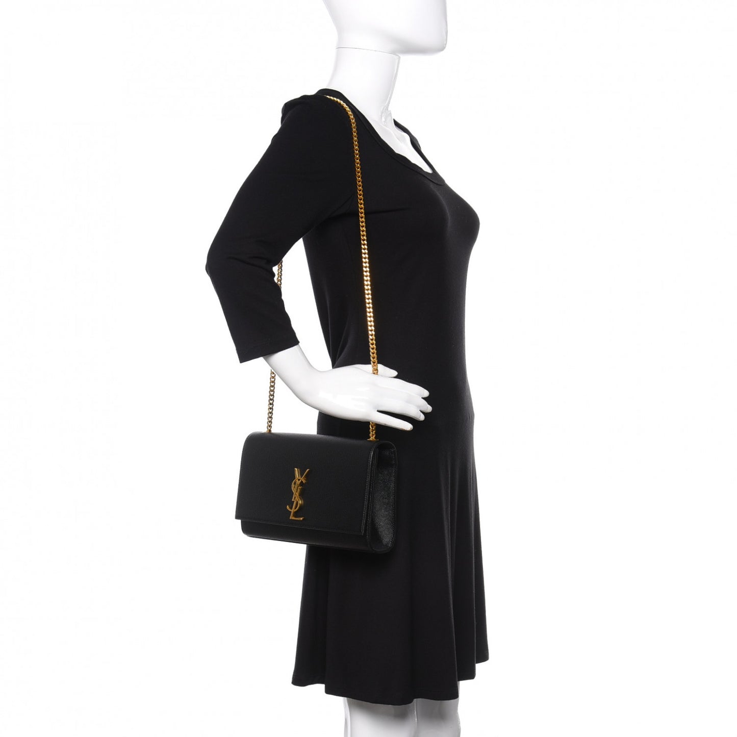 Grain De Poudre Medium Classic Monogram Kate Satchel Black