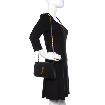 Saint Laurent Grain De Poudre Medium Classic Monogram Kate Satchel Black 2 of 10