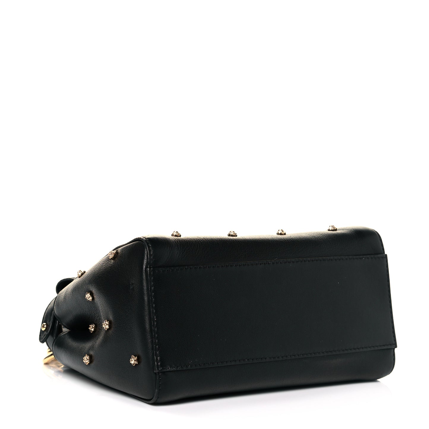 Nappa Crystal Studded XS Peekaboo Iconic Satchel Black