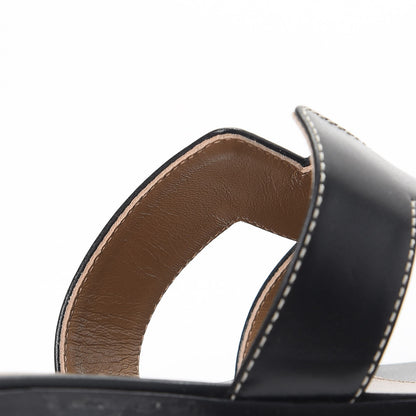 Hermes Box Calfskin Oran Sandals 38 Black 13 of 14