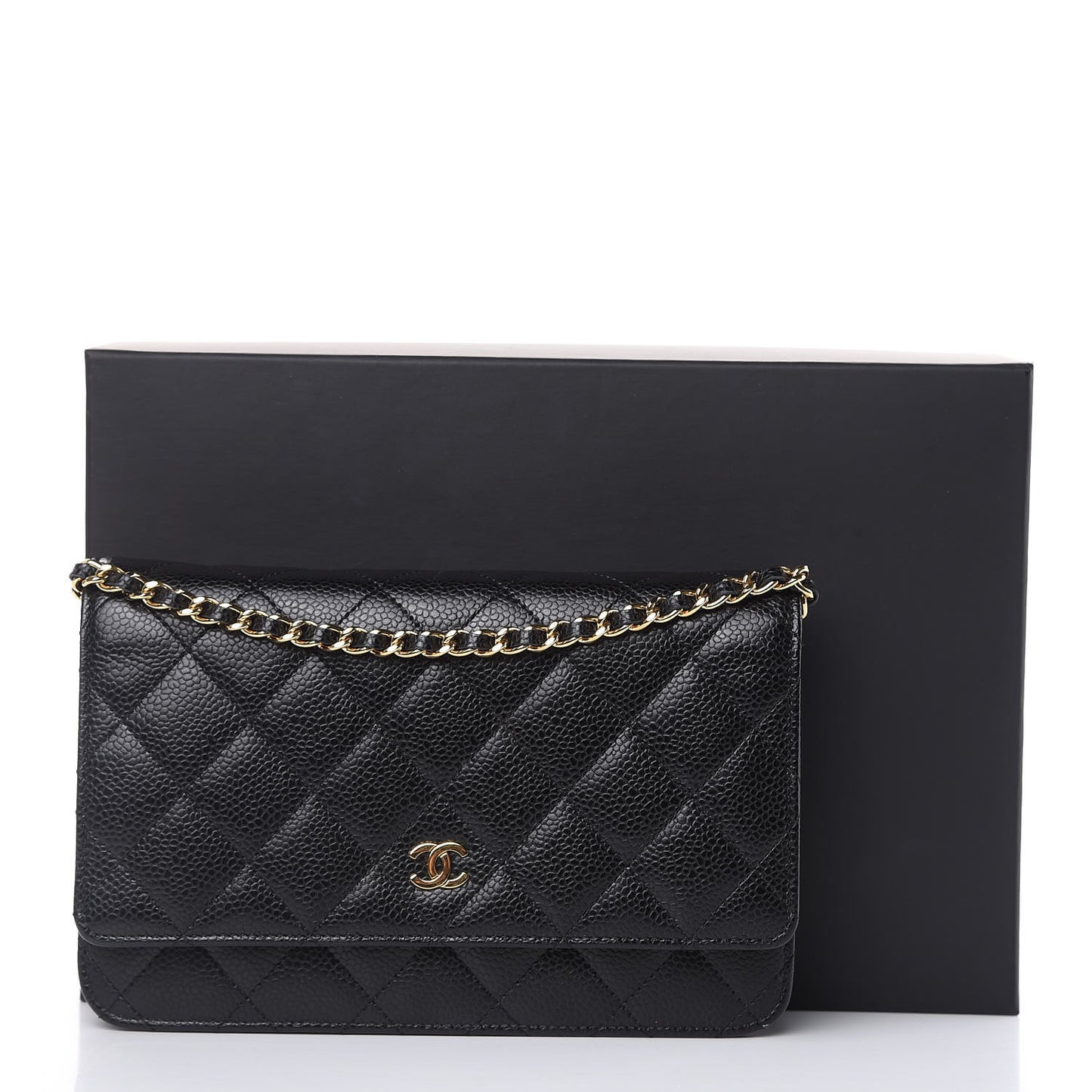 Caviar Quilted Wallet On Chain WOC Black