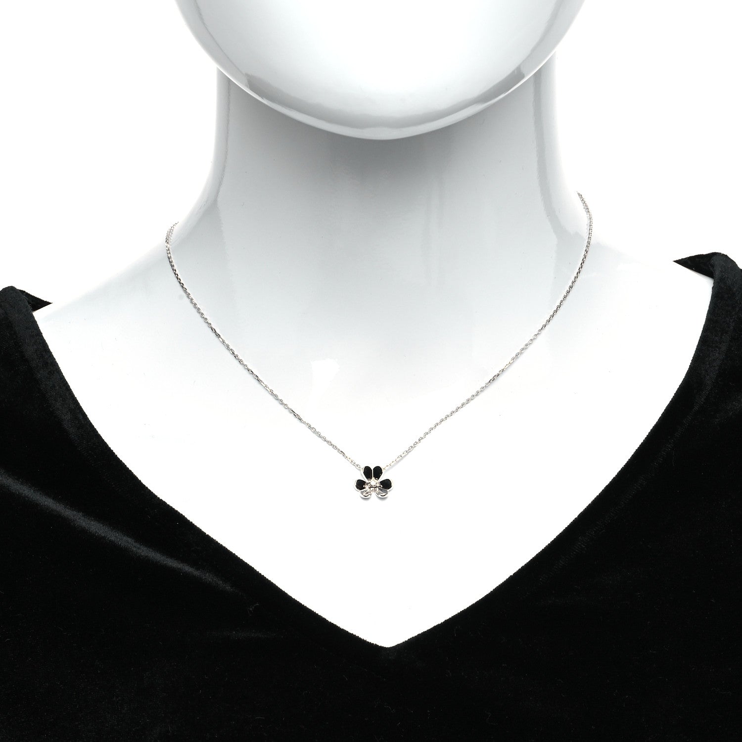 Van Cleef & Arpels 18K White Gold Diamond Mini Frivole Pendant Necklace 2 of 8
