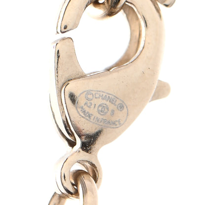 Chanel Resin Crystal CC Heart Necklace Pearly White Gold 6 of 6