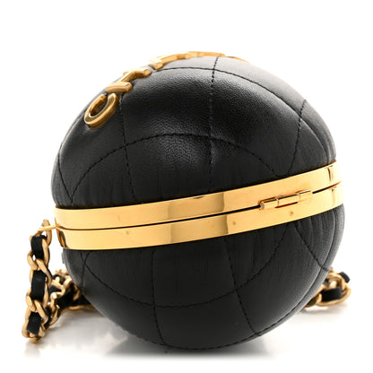 Chanel Lambskin Quilted Sphere Minaudiere Chain Clutch Black 4 of 10