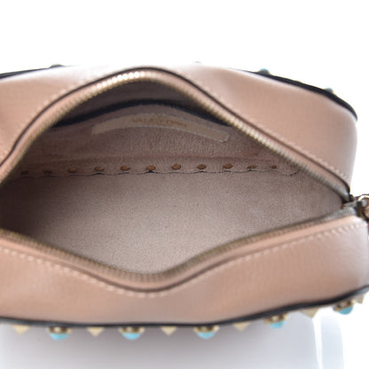 Valentino Garavani Grained Calfskin Turquoise Rockstud Rolling Camera Crossbody Bag Soft Noisette 5 of 6