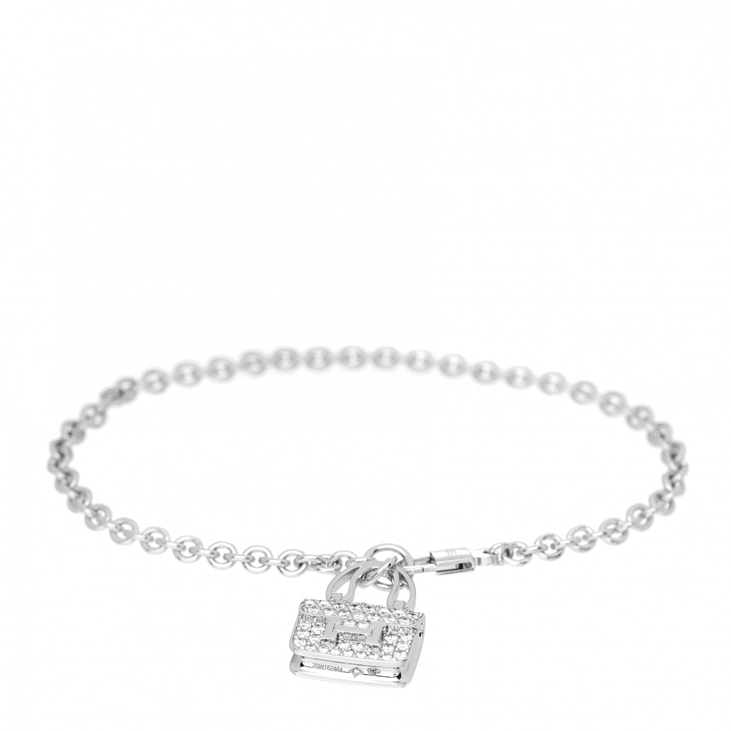 Hermes 18K White Gold Diamond Constance Amulettes Bracelet ST 1 of 5