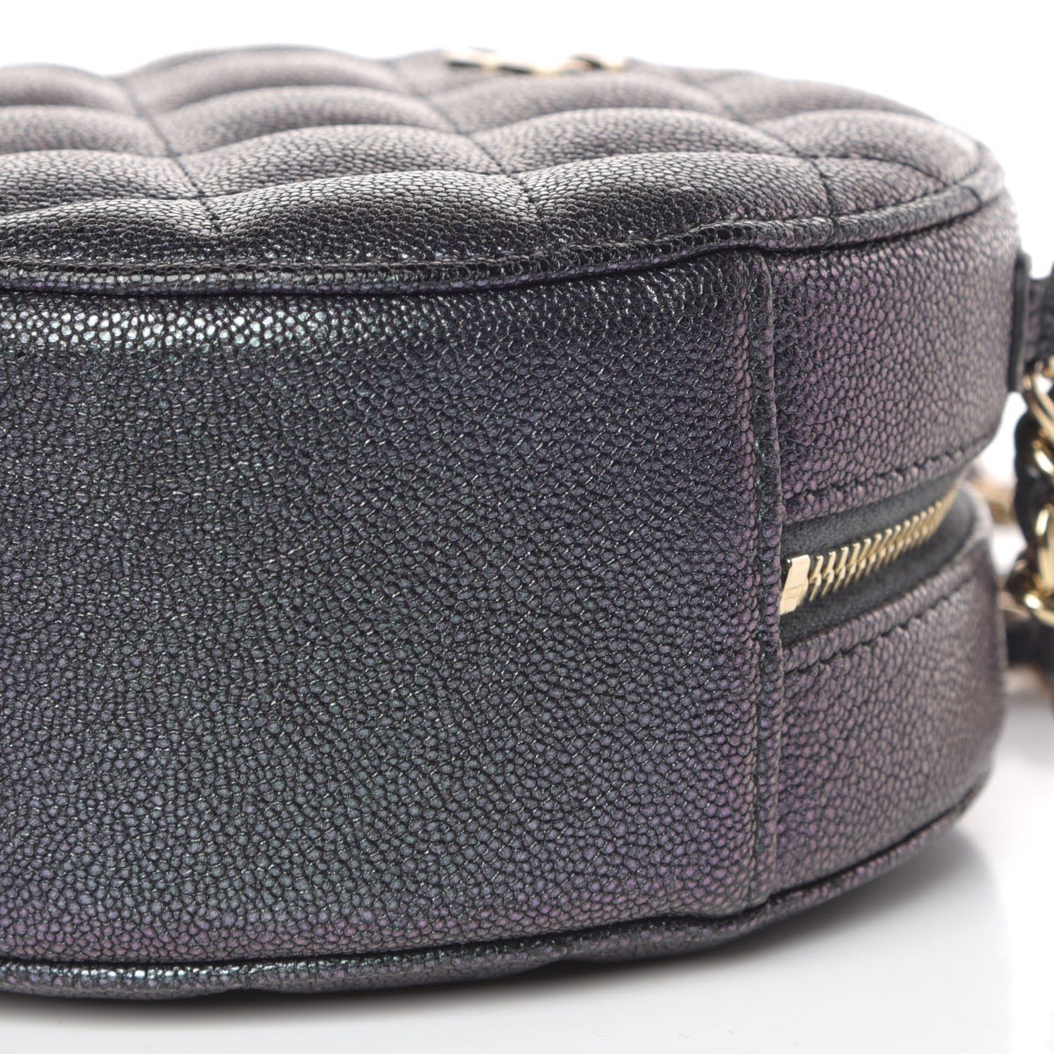Chanel Iridescent Caviar Quilted Round Clutch With Chain Black 9 of 10