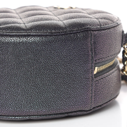 Chanel Iridescent Caviar Quilted Round Clutch With Chain Black 9 of 10