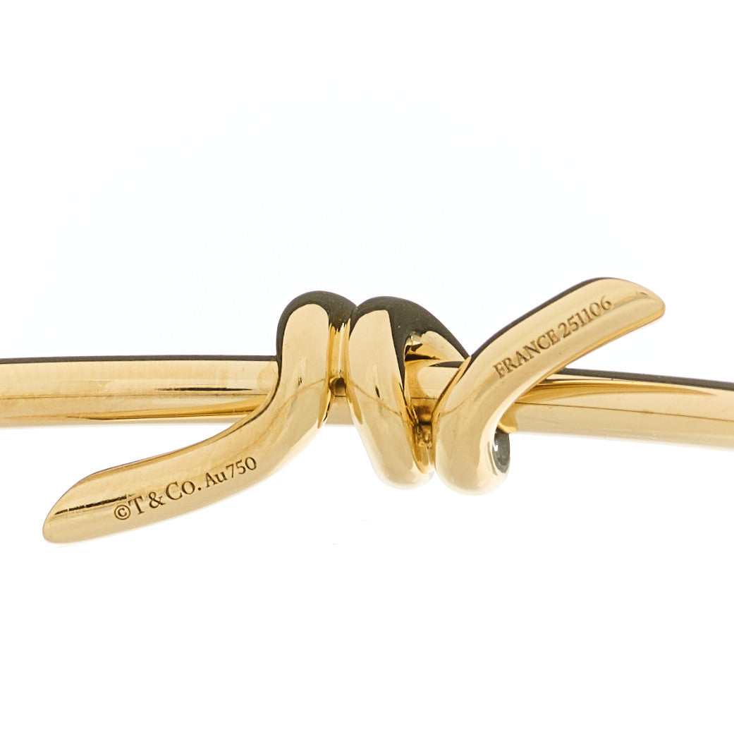 18K Yellow Gold Knot Hinged Bangle Bracelet