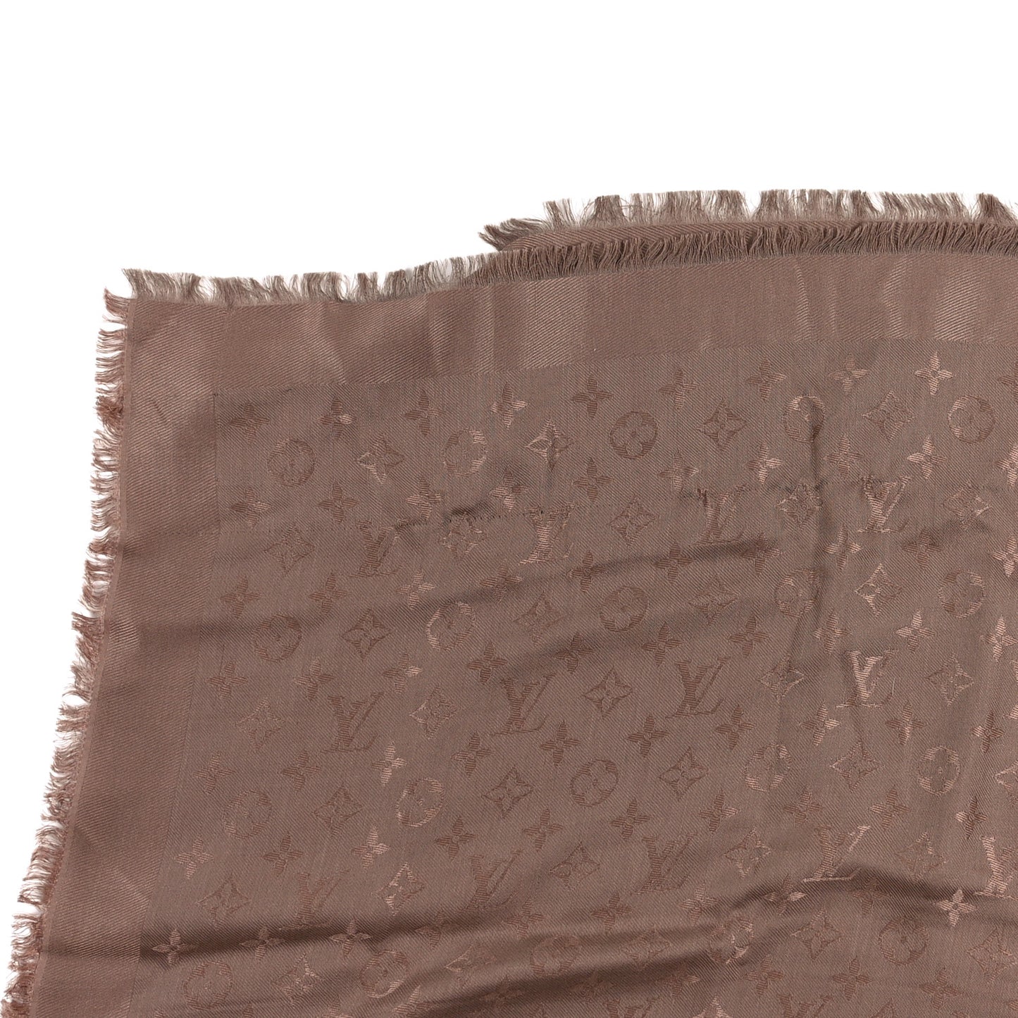 Silk Lurex Wool Monogram Shine Shawl Cappuccino