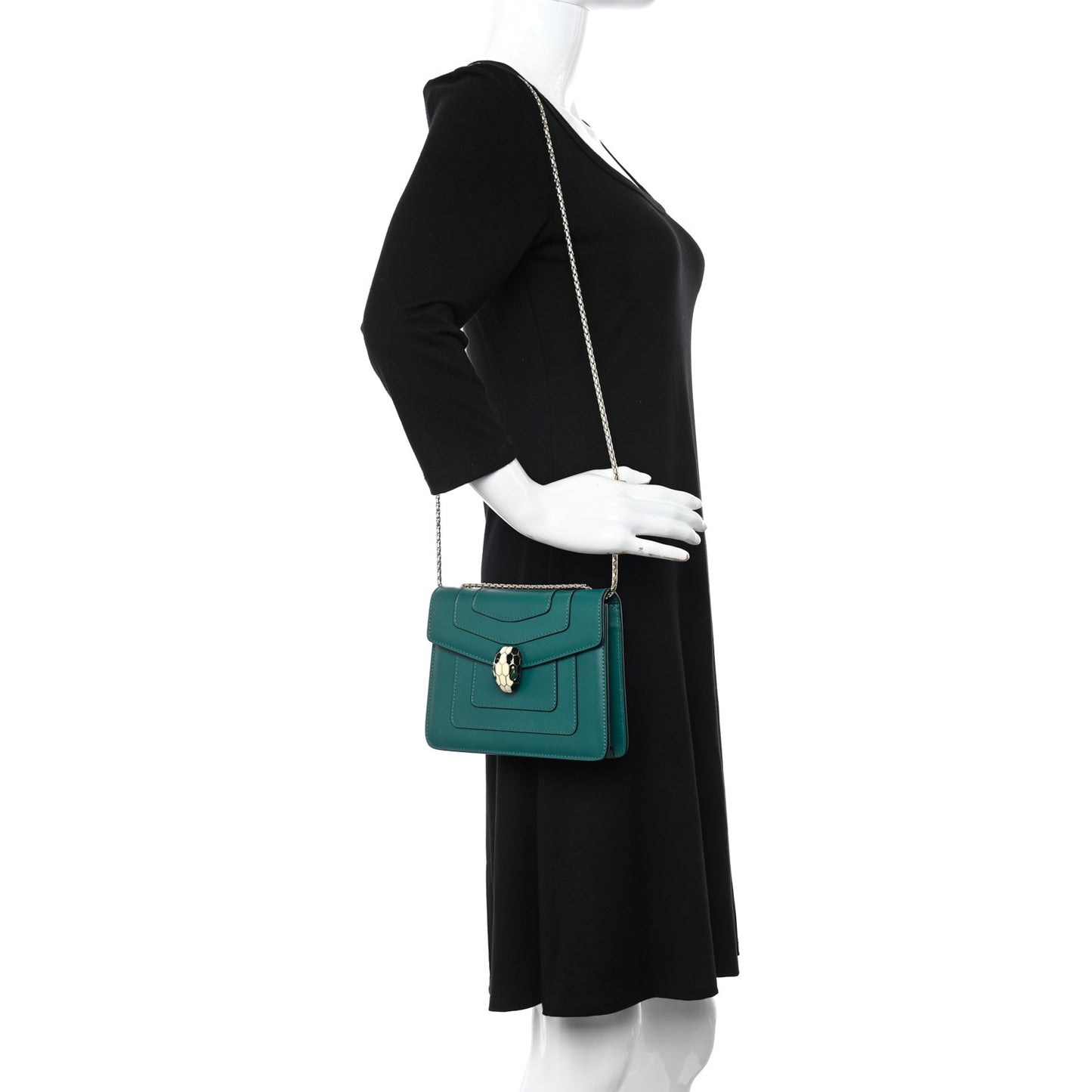 Calfskin Small Serpenti Forever Snake Strap Crossbody Bag Emerald Green