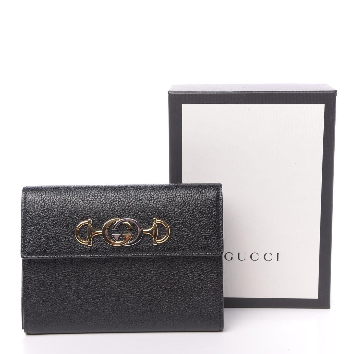 Grainy Calfskin Zumi Flap Card Case Black
