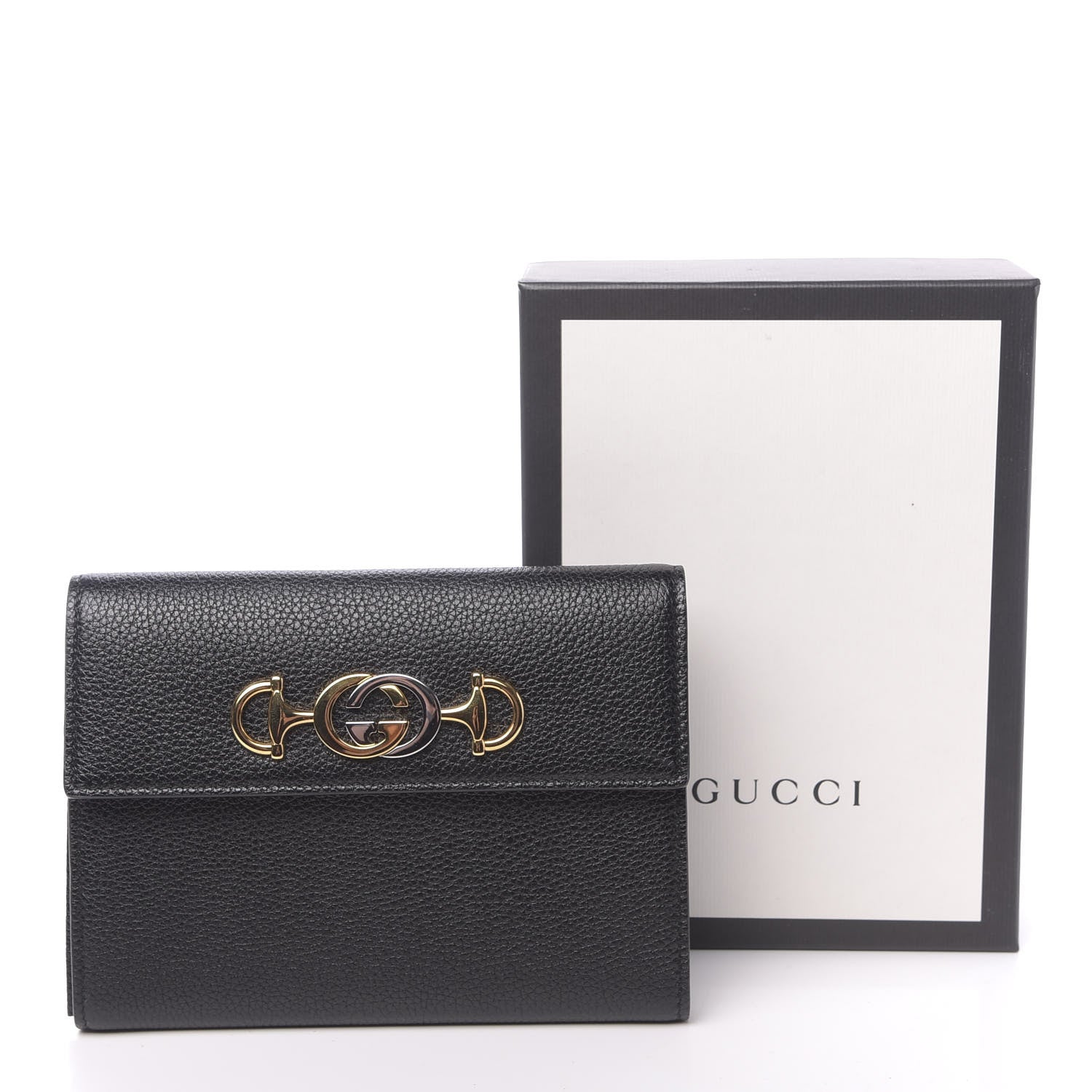 Gucci Grainy Calfskin Zumi Flap Card Case Black 9 of 9