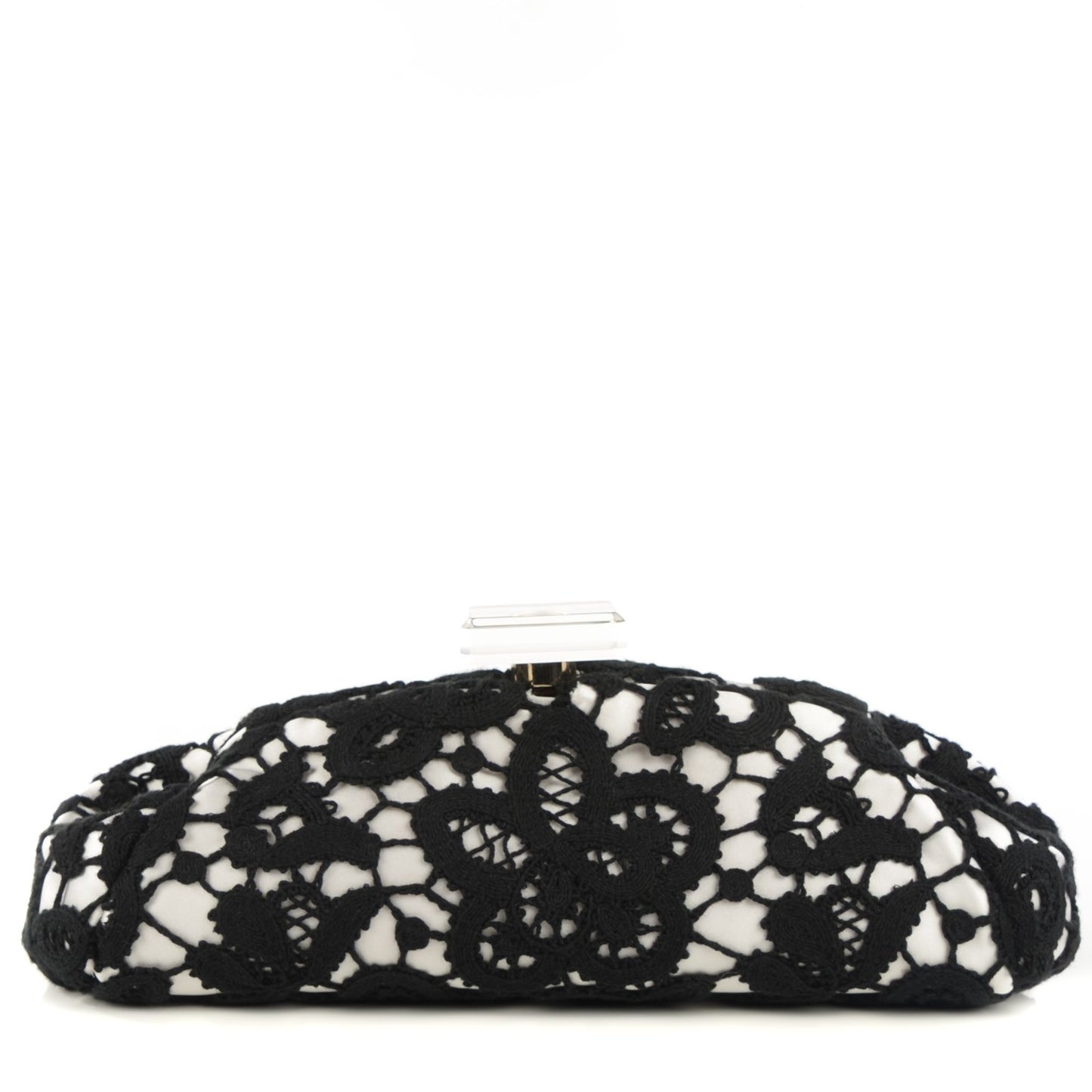 Satin Lace Perfume Bottle Top Clutch Black White