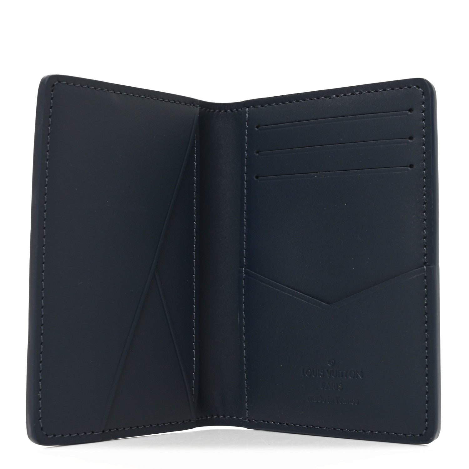 Louis Vuitton Calfskin Monogram Shadow Pocket Organizer Navy Blue White 5 of 7