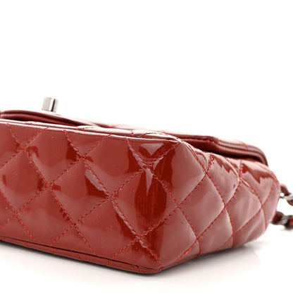 Chanel Patent Calfskin Quilted Mini Rectangular Flap Dark Red 10 of 12