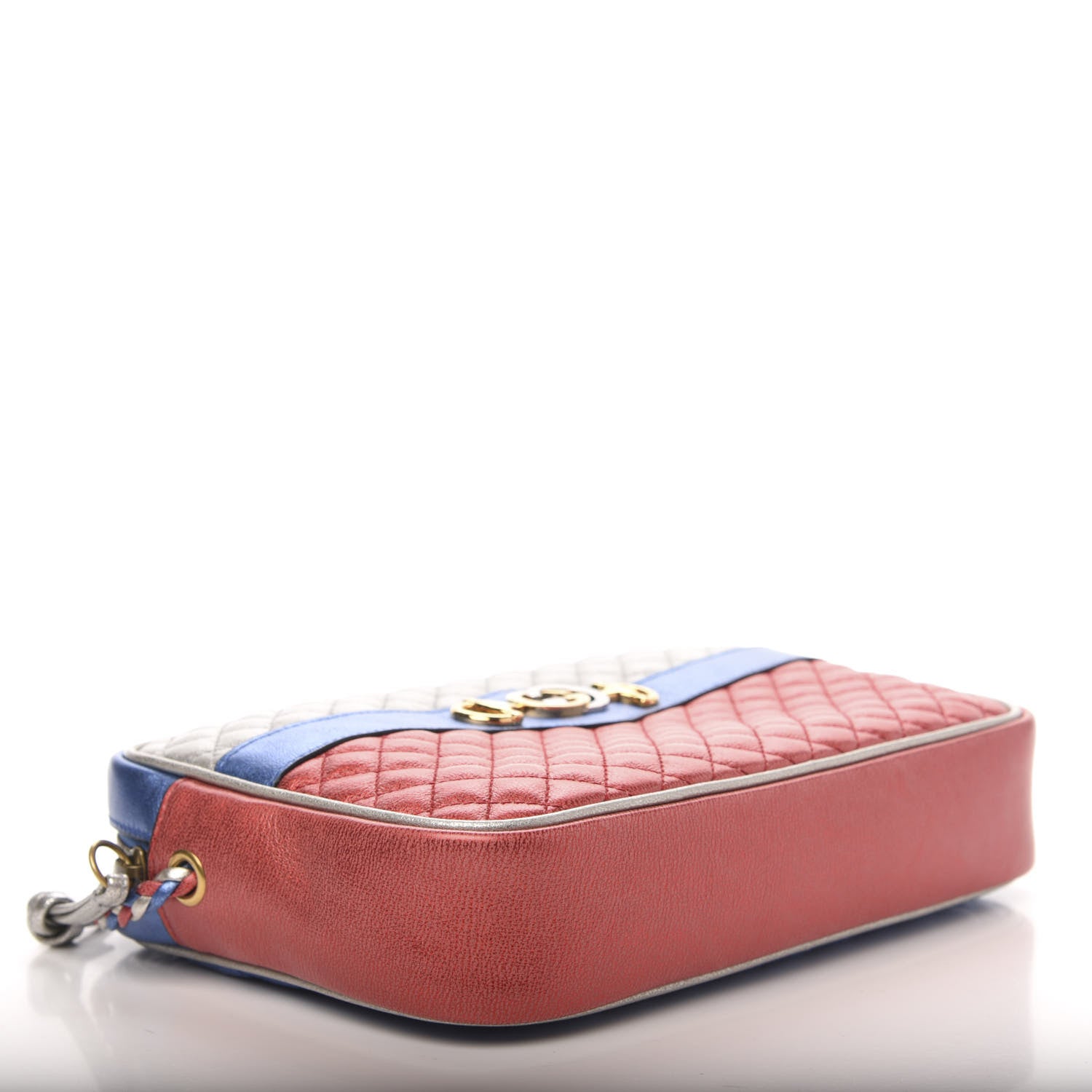 Gucci Laminated Nappa Trapuntata Small Zumi Shoulder Bag Rosso Marine Argento 4 of 10
