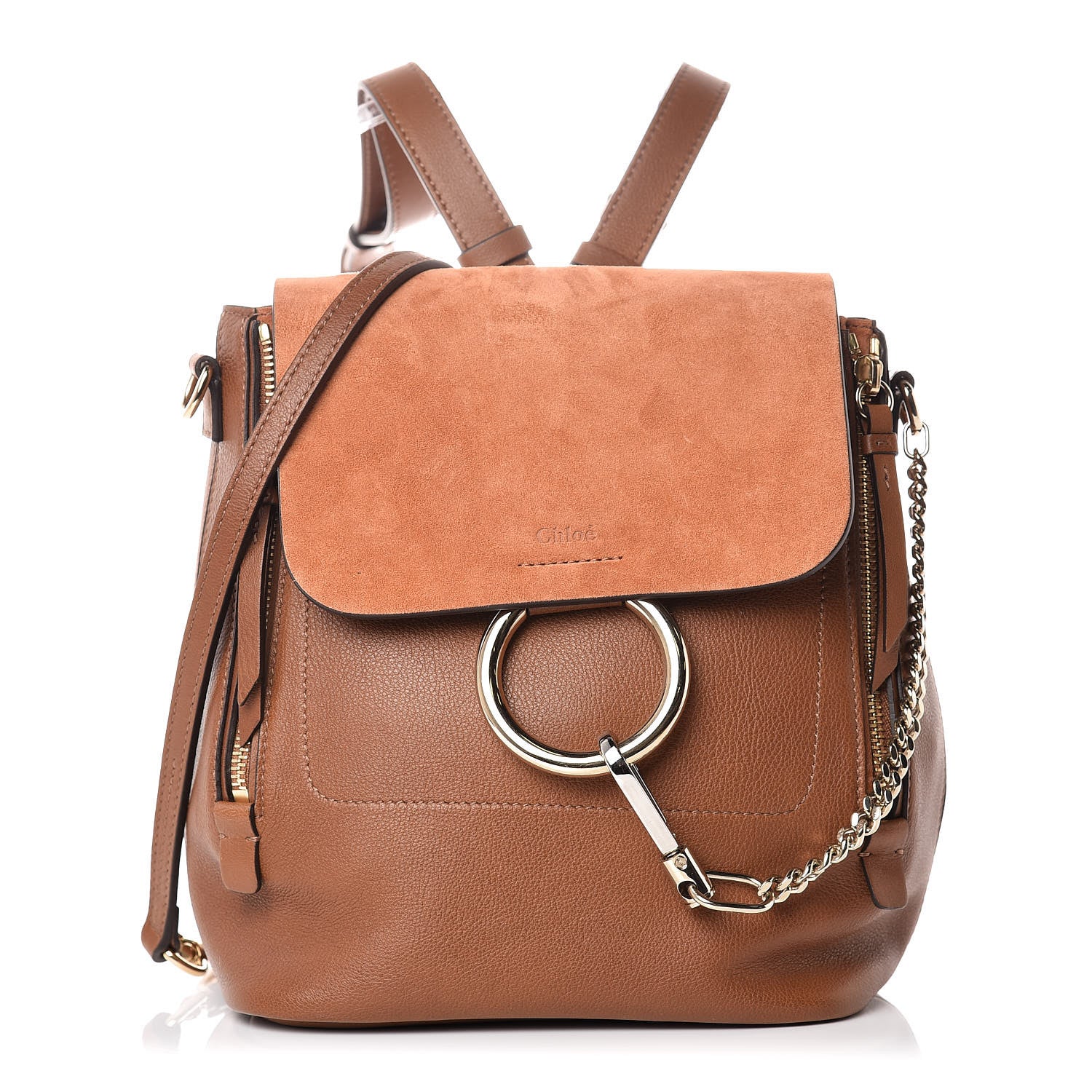 Chloe Suede Calfskin Small Faye Backpack Tan 1 of 12
