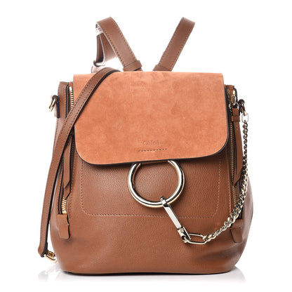 Chloe Suede Calfskin Small Faye Backpack Tan 1 of 12